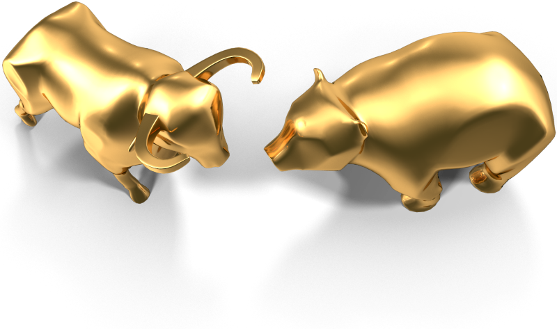 Un taureau et un ours face à face symbolisant les différents états des marchés boursiers